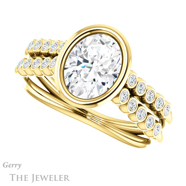 Oval Shaped Forever One Moissanite Engagement Ring #GTJ1107-oval-fo-y | Gerry The Jeweler Oval Shaped Forever One Moissanite Engagement Ring #GTJ1107-oval-fo-y