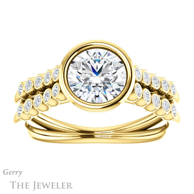 Round Cut Forever One Moissanite Engagement Ring #GTJ1107-round-fo-y | Gerry The Jeweler Round Cut Forever One Moissanite Engagement Ring #GTJ1107-round-fo-y