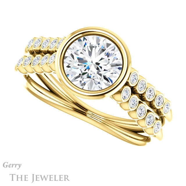 Round Cut Forever One Moissanite Engagement Ring #GTJ1107-round-fo-y | Gerry The Jeweler Round Cut Forever One Moissanite Engagement Ring #GTJ1107-round-fo-y