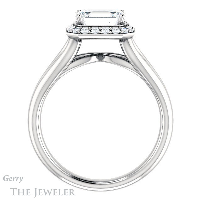 Emerald Cut Forever One Moissanite Engagement Ring #GTJ1108-emerald-fb-w | Gerry The Jeweler Emerald Cut Forever Brilliant Moissanite Engagement Ring #GTJ1108-emerald-fb-w