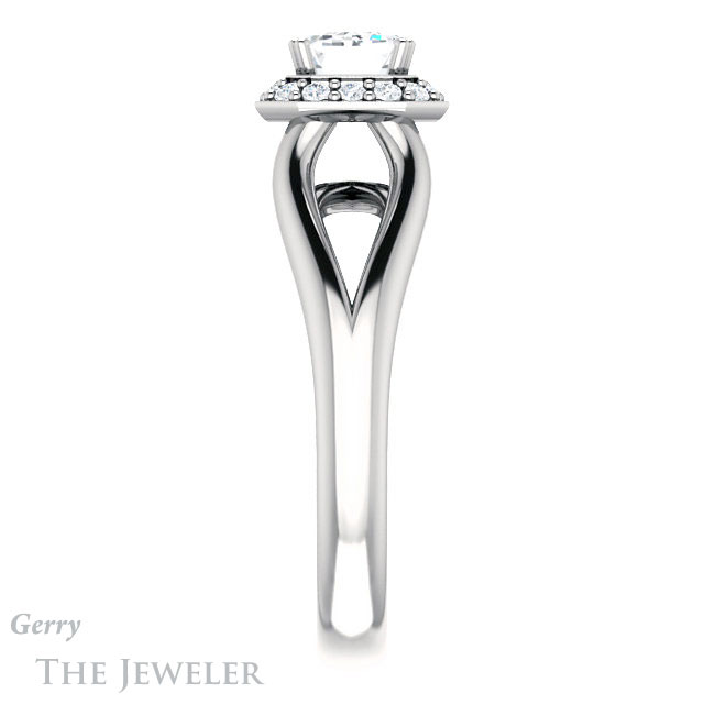 Emerald Cut Forever One Moissanite Engagement Ring #GTJ1108-emerald-fb-w | Gerry The Jeweler Emerald Cut Forever Brilliant Moissanite Engagement Ring #GTJ1108-emerald-fb-w