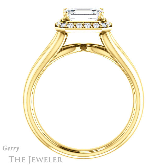 Emerald Cut Forever One Moissanite Engagement Ring #GTJ1108-emerald-fb-y | Gerry The Jeweler Emerald Cut Forever Brilliant Moissanite Engagement Ring #GTJ1108-emerald-fb-y