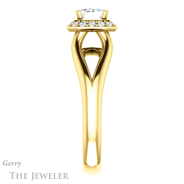 Emerald Cut Forever One Moissanite Engagement Ring #GTJ1108-emerald-fb-y | Gerry The Jeweler Emerald Cut Forever Brilliant Moissanite Engagement Ring #GTJ1108-emerald-fb-y