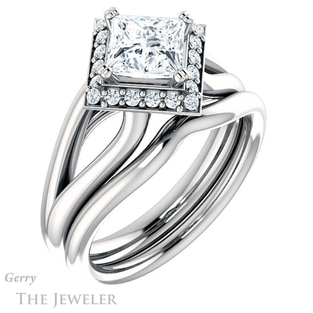 Princess Cut Forever One Moissanite Engagement Ring #GTJ1108-square-fo-w | Gerry The Jeweler Princess Cut Forever One Moissanite Engagement Ring #GTJ1108-square-fo-w