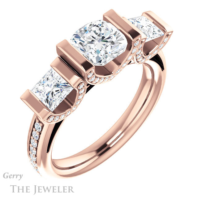 Cushion Cut Forever One Moissanite Engagement Ring #GTJ1109-cushion-fo-r | Gerry The Jeweler Cushion Cut Forever One Moissanite Engagement Ring #GTJ1109-cushion-fo-r