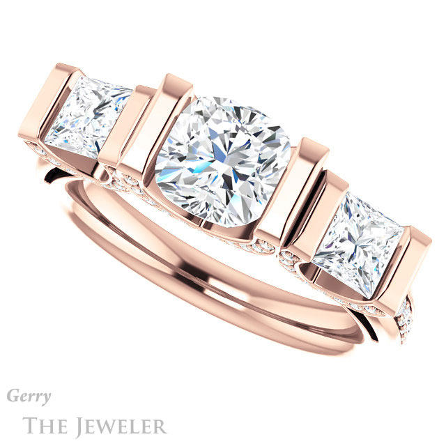 Cushion Cut Forever One Moissanite Engagement Ring #GTJ1109-cushion-fo-r | Gerry The Jeweler Cushion Cut Forever One Moissanite Engagement Ring #GTJ1109-cushion-fo-r