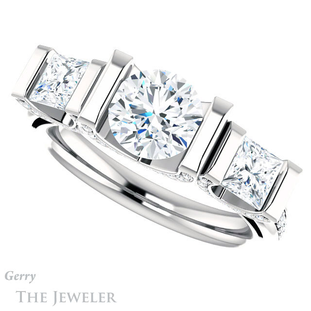 Round Cut Forever One Moissanite Engagement Ring #GTJ1109-round-fo-w | Gerry The Jeweler Round Cut Forever One Moissanite Engagement Ring #GTJ1109-round-fo-w