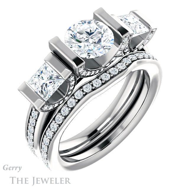 Round Cut Forever One Moissanite Engagement Ring #GTJ1109-round-fo-w | Gerry The Jeweler Round Cut Forever One Moissanite Engagement Ring #GTJ1109-round-fo-w