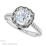 Cushion Cut Forever One Moissanite Engagement Ring #GTJ1111-cushion-fo-w