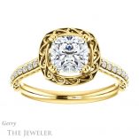 Cushion Cut Forever One Moissanite Engagement Ring #GTJ1111-cushion-fo-y