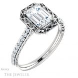 Emerald Cut Forever Brilliant Moissanite Engagement Ring #GTJ1111-emerald-fb-w