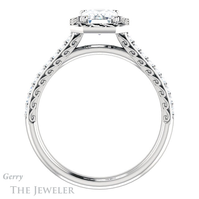 Emerald Cut Forever Brilliant Moissanite Engagement Ring #GTJ1111-emerald-fb-w