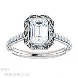 Emerald Cut Forever Brilliant Moissanite Engagement Ring #GTJ1111-emerald-fb-w