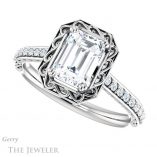 Emerald Cut Forever Brilliant Moissanite Engagement Ring #GTJ1111-emerald-fb-w