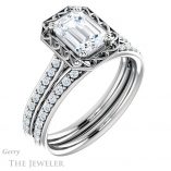 Emerald Cut Forever Brilliant Moissanite Engagement Ring #GTJ1111-emerald-fb-w
