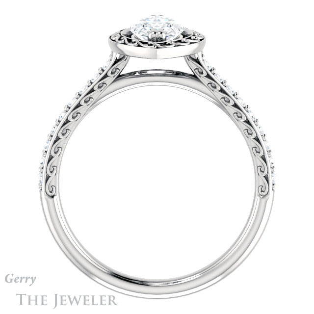 Marquise Cut Forever One Moissanite Engagement Ring #GTJ1111-marquise-fb-w 2 Marquise Cut Forever Brilliant Moissanite Engagement Ring #GTJ1111-marquise-fb-w