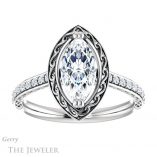 Marquise Cut Forever One Moissanite Engagement Ring #GTJ1111-marquise-fb-w 1 Marquise Cut Forever Brilliant Moissanite Engagement Ring #GTJ1111-marquise-fb-w