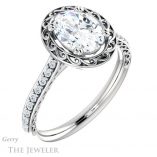 Oval Shaped Forever One Moissanite Engagement Ring #GTJ1111-oval-fo-w