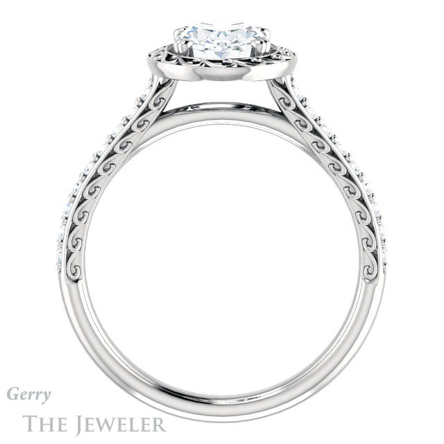 Oval Shaped Forever One Moissanite Engagement Ring #GTJ1111-oval-fo-w