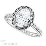 Oval Shaped Forever One Moissanite Engagement Ring #GTJ1111-oval-fo-w