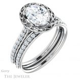 Oval Shaped Forever One Moissanite Engagement Ring #GTJ1111-oval-fo-w