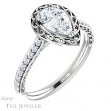 Pear Shaped Forever One Moissanite Engagement Ring #GTJ1111-pear-fb-w 4 Pear Shaped Forever Brilliant Moissanite Engagement Ring #GTJ1111-pear-fb-w