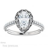 Pear Shaped Forever One Moissanite Engagement Ring #GTJ1111-pear-fb-w 1 Pear Shaped Forever Brilliant Moissanite Engagement Ring #GTJ1111-pear-fb-w