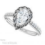 Pear Shaped Forever One Moissanite Engagement Ring #GTJ1111-pear-fb-w 5 Pear Shaped Forever Brilliant Moissanite Engagement Ring #GTJ1111-pear-fb-w
