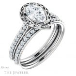 Pear Shaped Forever One Moissanite Engagement Ring #GTJ1111-pear-fb-w 6 Pear Shaped Forever Brilliant Moissanite Engagement Ring #GTJ1111-pear-fb-w