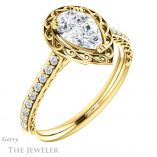 Pear Shaped Forever One Moissanite Engagement Ring #GTJ1111-pear-fb-y 4 Pear Shaped Forever Brilliant Moissanite Engagement Ring #GTJ1111-pear-fb-y