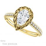Pear Shaped Forever One Moissanite Engagement Ring #GTJ1111-pear-fb-y 5 Pear Shaped Forever Brilliant Moissanite Engagement Ring #GTJ1111-pear-fb-y