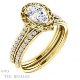 Pear Shaped Forever One Moissanite Engagement Ring #GTJ1111-pear-fb-y 6 Pear Shaped Forever Brilliant Moissanite Engagement Ring #GTJ1111-pear-fb-y