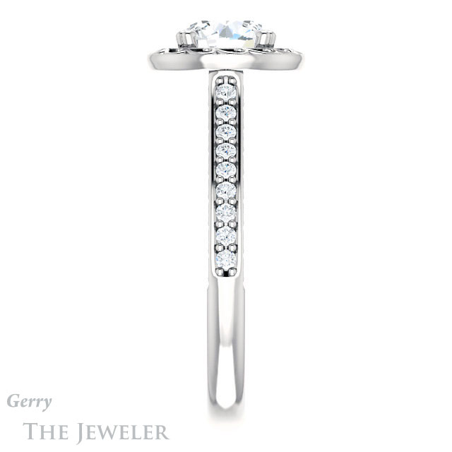 Round Cut Forever One Moissanite Engagement Ring #GTJ1111-round-fo-w