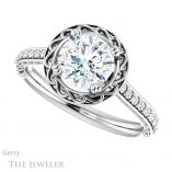 Round Cut Forever One Moissanite Engagement Ring #GTJ1111-round-fo-w