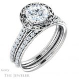 Round Cut Forever One Moissanite Engagement Ring #GTJ1111-round-fo-w