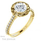 Round Cut Forever One Moissanite Engagement Ring #GTJ1111-round-fo-y