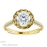 Round Cut Forever One Moissanite Engagement Ring #GTJ1111-round-fo-y