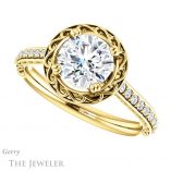 Round Cut Forever One Moissanite Engagement Ring #GTJ1111-round-fo-y