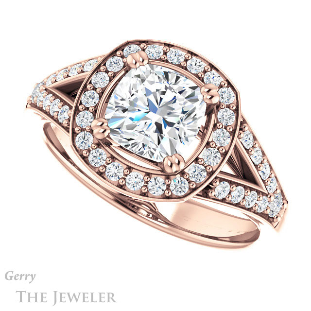 Cushion Cut Forever One Moissanite Engagement Ring #GTJ1112-cushion-fo-r