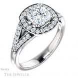 Cushion Cut Forever One Moissanite Engagement Ring #GTJ1112-cushion-fo-w
