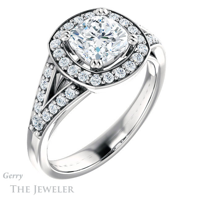 Cushion Cut Forever One Moissanite Engagement Ring #GTJ1112-cushion-fo-w