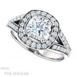 Cushion Cut Forever One Moissanite Engagement Ring #GTJ1112-cushion-fo-w