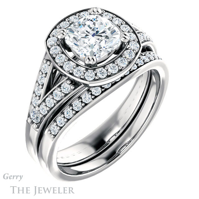 Cushion Cut Forever One Moissanite Engagement Ring #GTJ1112-cushion-fo-w