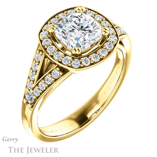 Cushion Cut Forever One Moissanite Engagement Ring #GTJ1112-cushion-fo-y
