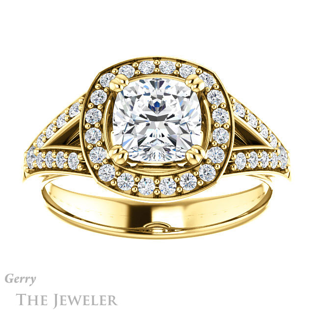 Cushion Cut Forever One Moissanite Engagement Ring #GTJ1112-cushion-fo-y