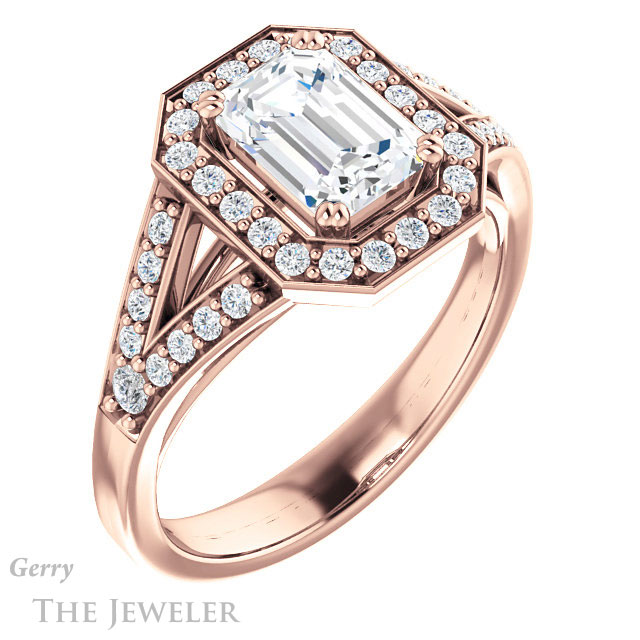 Emerald Cut Forever Brilliant Moissanite Engagement Ring #GTJ1112-emerald-fb-r