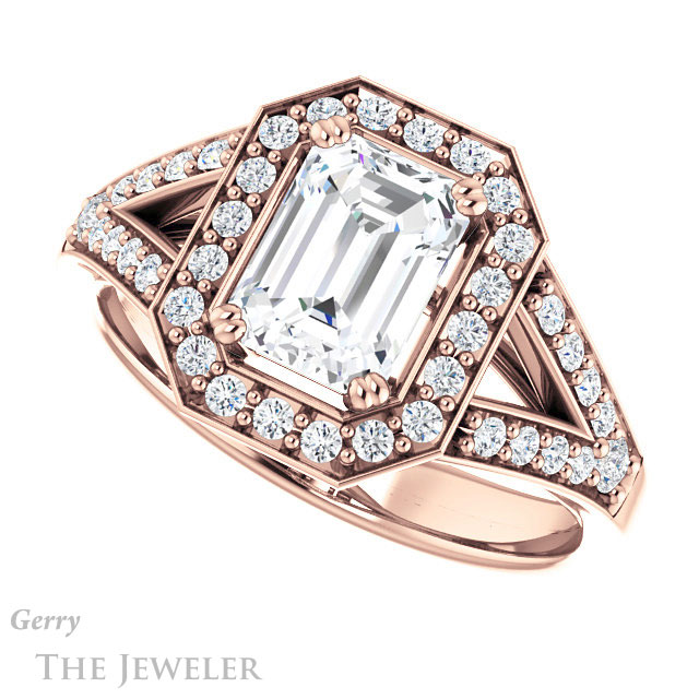 Emerald Cut Forever Brilliant Moissanite Engagement Ring #GTJ1112-emerald-fb-r
