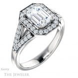 Emerald Cut Forever Brilliant Moissanite Engagement Ring #GTJ1112-emerald-fb-w