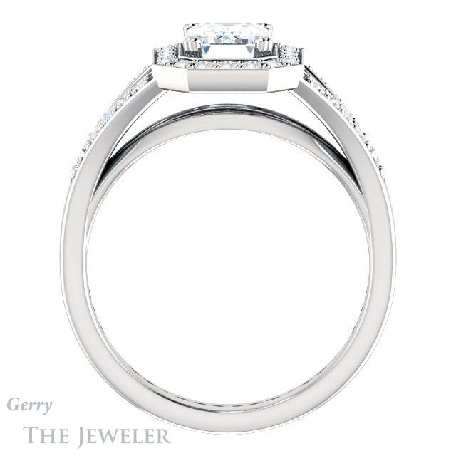 Emerald Cut Forever Brilliant Moissanite Engagement Ring #GTJ1112-emerald-fb-w