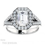 Emerald Cut Forever Brilliant Moissanite Engagement Ring #GTJ1112-emerald-fb-w